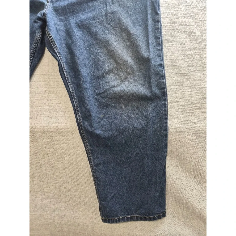 Harbor Bay Loose Fit Jeans Mens 52x30 Blue Denim Cotton Dark Wash Straight Leg